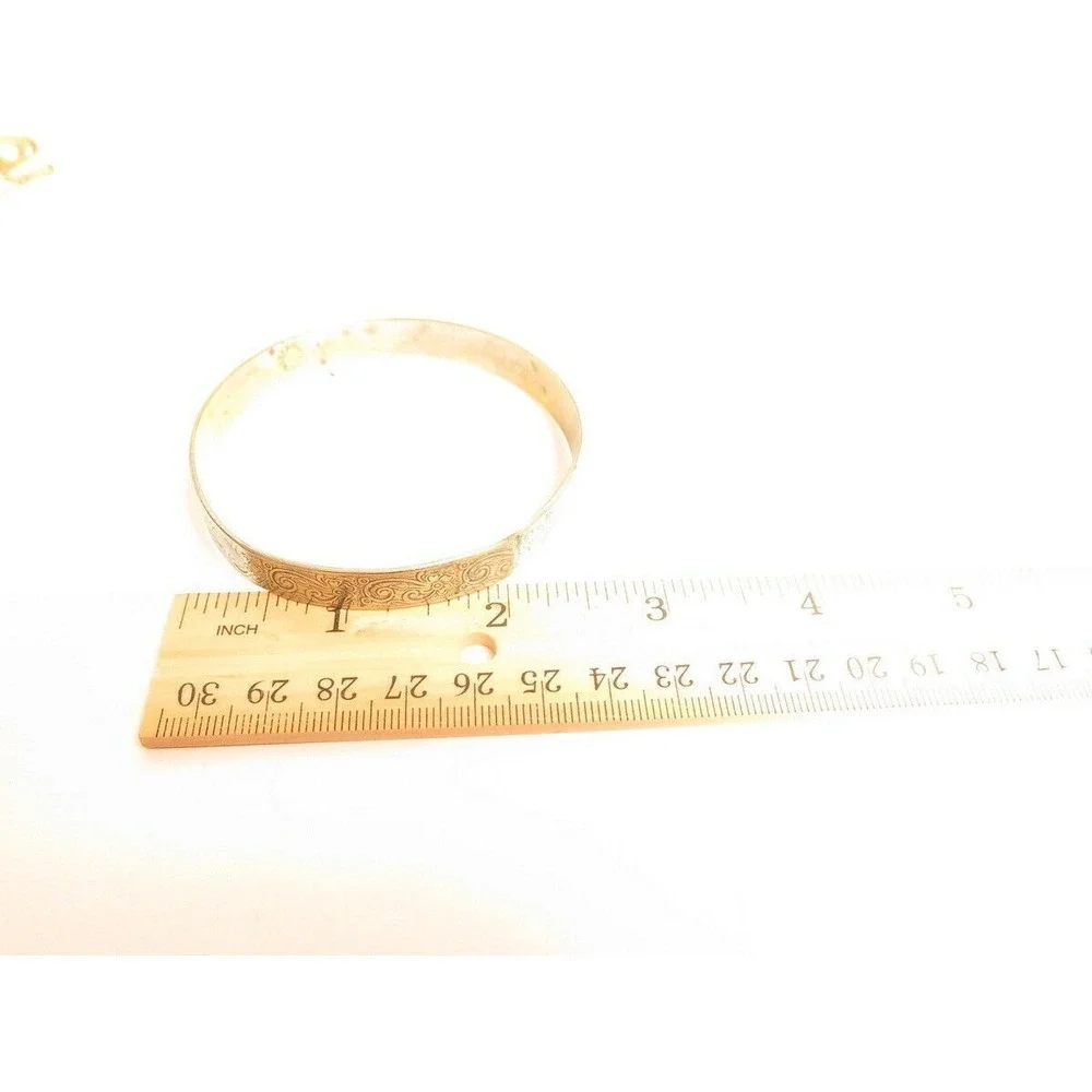 Vintage Ornate Floral Design Bangle Bracelet‎ Silver Plated Hecho in Mexico A834